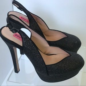 Betsey Johnson black sparkle high heels